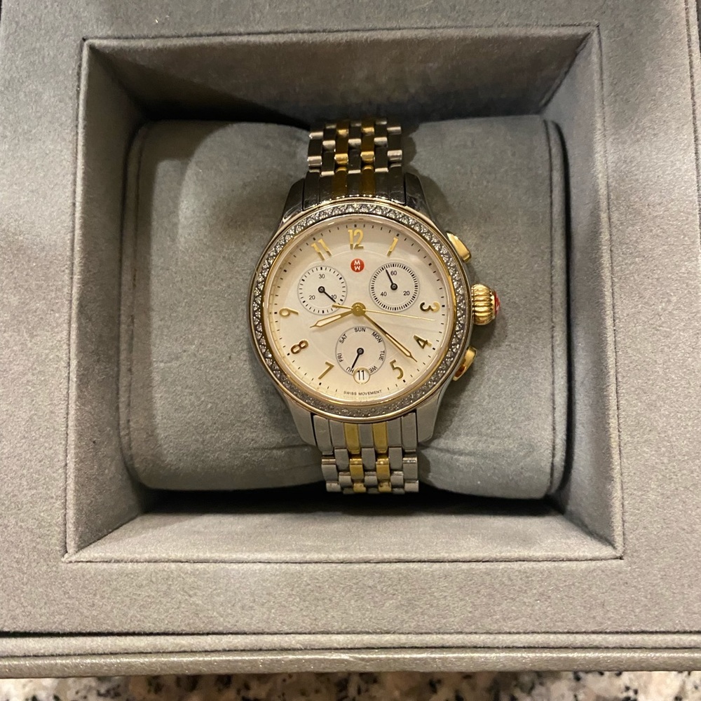 Michele two tone and diamond dial watch.